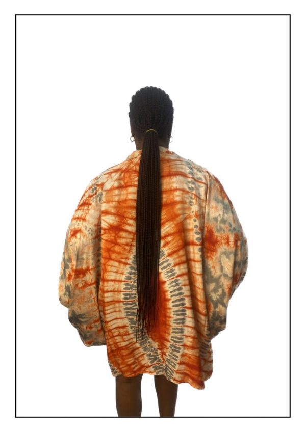 Short Orange Adire Boubou - Image 2