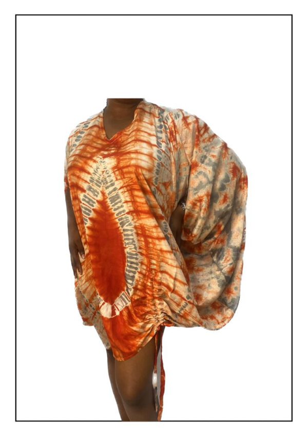 Short Orange Adire Boubou - Image 3